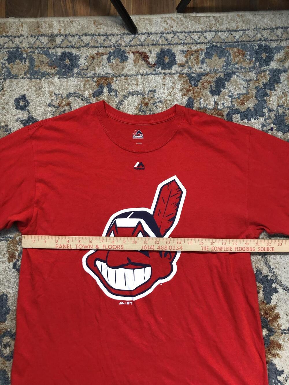 Cleveland Indians Shirt Mens Large Red MLB Baseball Majestic Chief Wahoo Tee - Picture 8 of 10